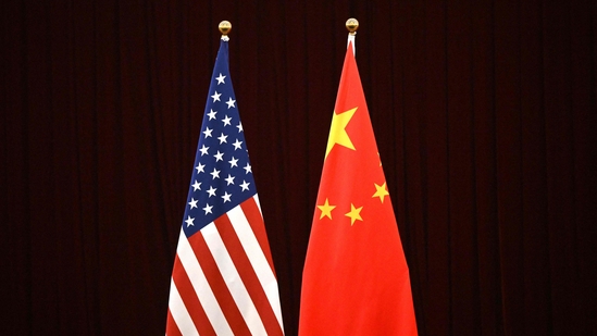 This photo shows a gerenal view of China's and USA's flags during a meeting between US Treasury Secretary Janet Yellen and China's Vice Premier He Lifeng at the Guangdong Zhudao Guest House in the southern Chinese city of Guangzhou. This photo shows a gerenal view of China's and USA's flags during a meeting between US Treasury Secretary Janet Yellen and China's Vice Premier He Lifeng at the Guangdong Zhudao Guest House in the southern Chinese city of Guangzhou.