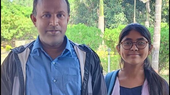 Her familys said Ishika Bala was diagnosed with blood cancer in November 2023 (seen in photo with her father) Her familys said Ishika Bala was diagnosed with blood cancer in November 2023 (seen in photo with her father)