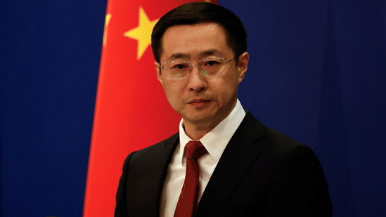 Chinese foreign ministry spokesperson Lin Jian attends a press conference in Beijing.